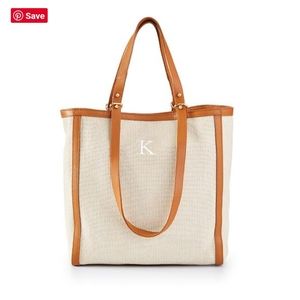 Mark & Graham no mono Italian Raffia Flip Handle tote camel